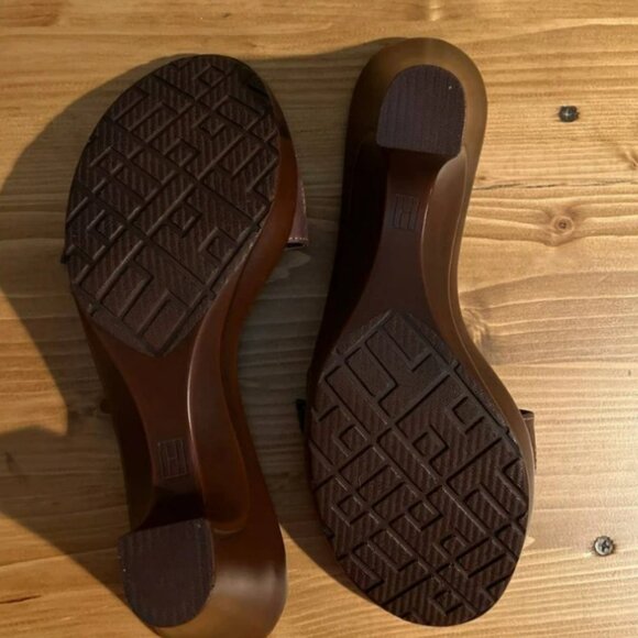 Tommy Hilfiger Brown Wedge Sandals - Picture 2 of 2